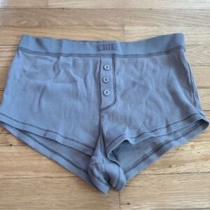 SKIMS Gray Button-Front Shorts
